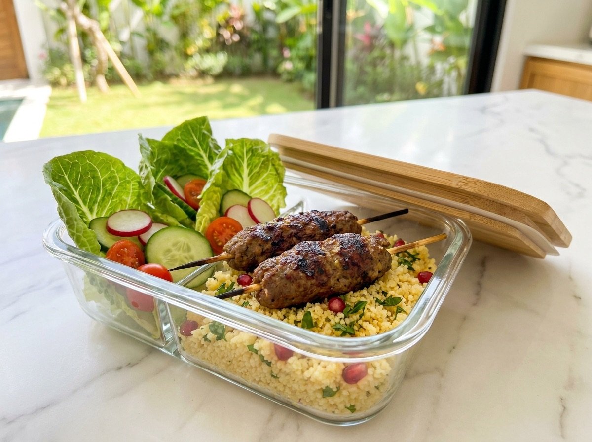 Lamb kebabs with couscous